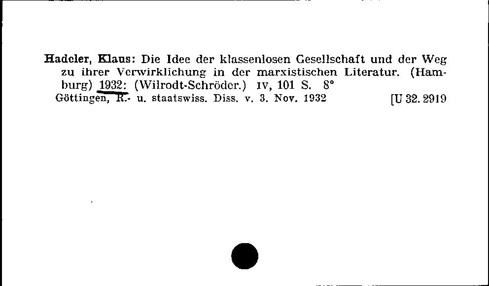 [Katalogkarte Dissertationenkatalog bis 1980]