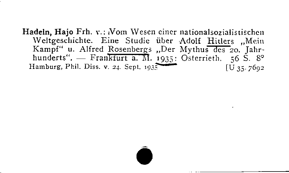 [Katalogkarte Dissertationenkatalog bis 1980]