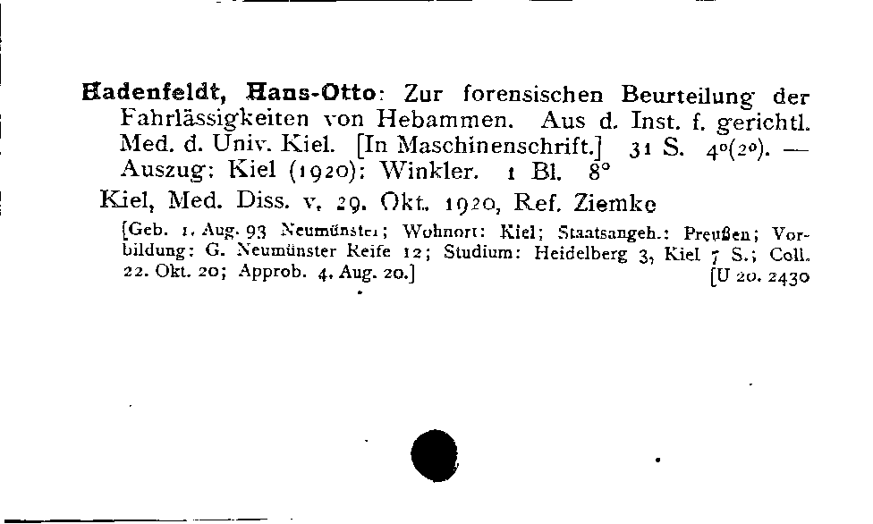 [Katalogkarte Dissertationenkatalog bis 1980]