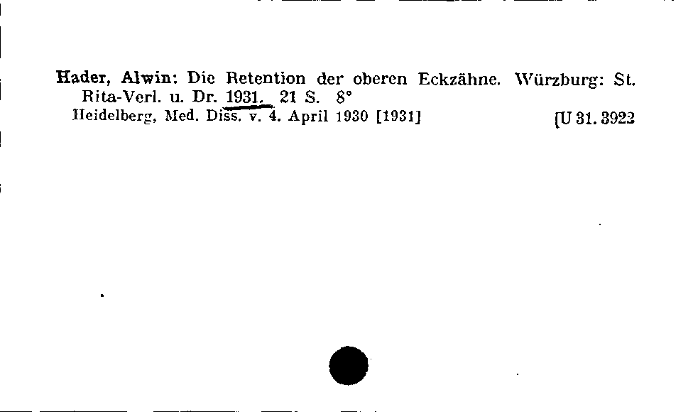 [Katalogkarte Dissertationenkatalog bis 1980]