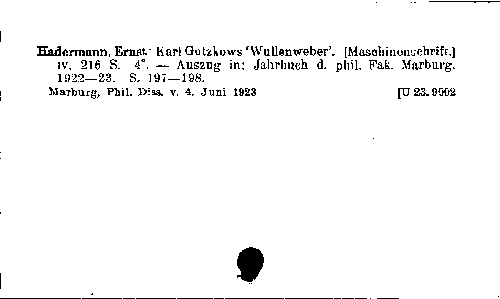 [Katalogkarte Dissertationenkatalog bis 1980]