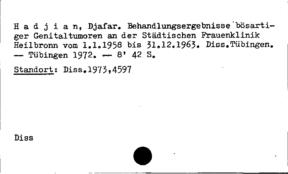 [Katalogkarte Dissertationenkatalog bis 1980]