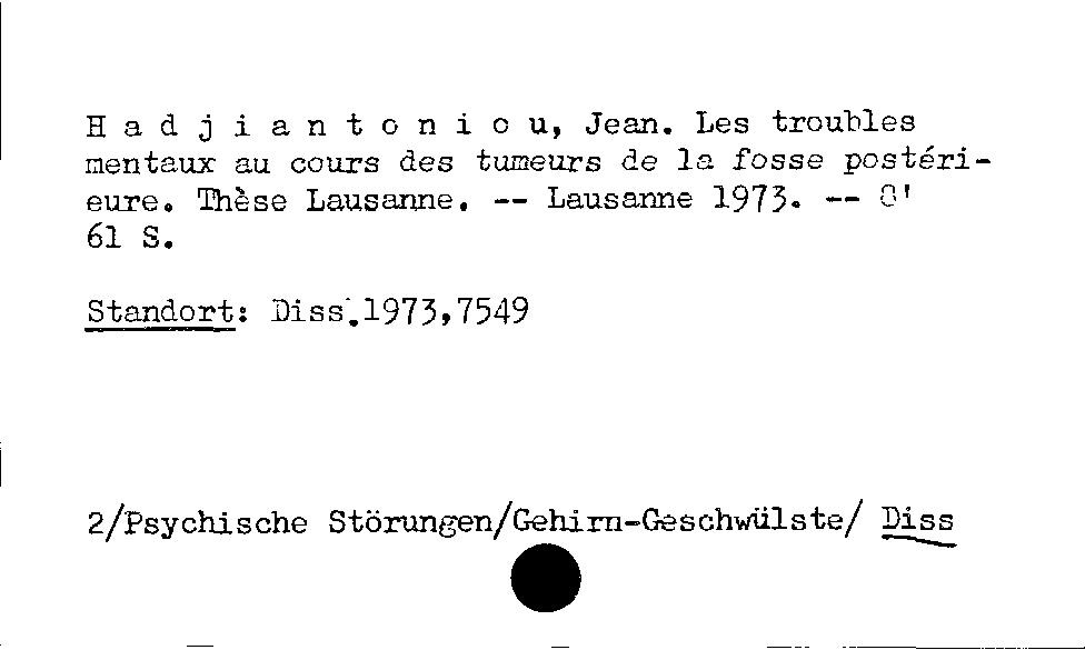 [Katalogkarte Dissertationenkatalog bis 1980]