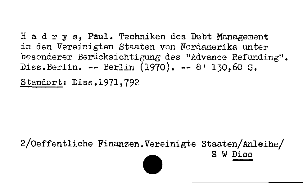 [Katalogkarte Dissertationenkatalog bis 1980]