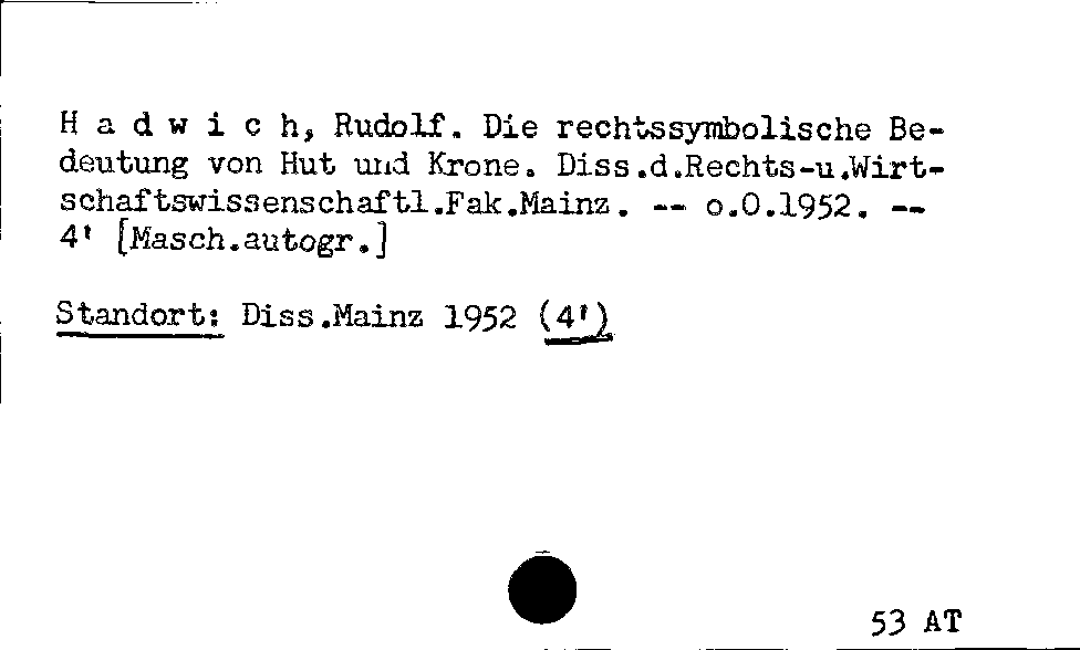 [Katalogkarte Dissertationenkatalog bis 1980]