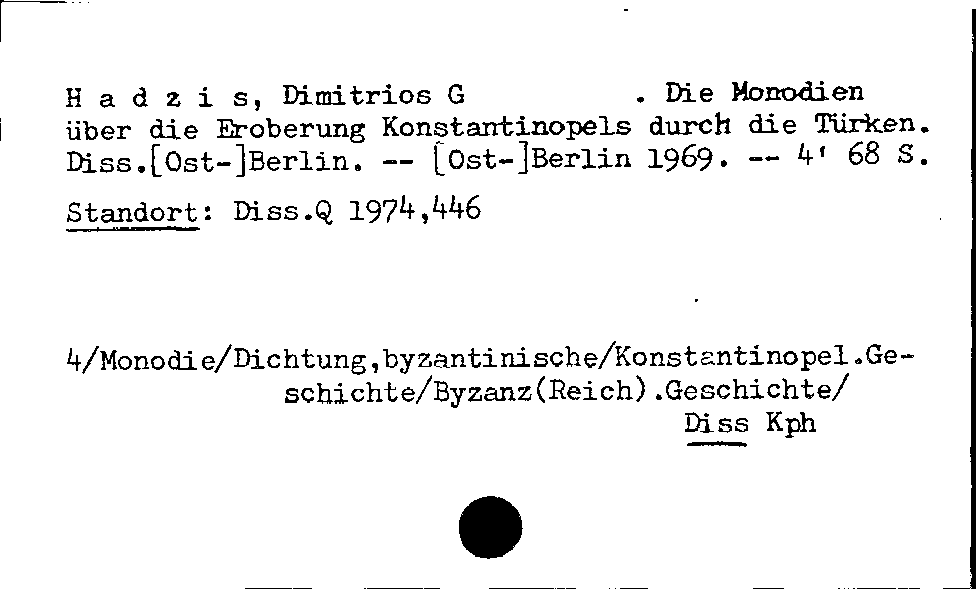 [Katalogkarte Dissertationenkatalog bis 1980]