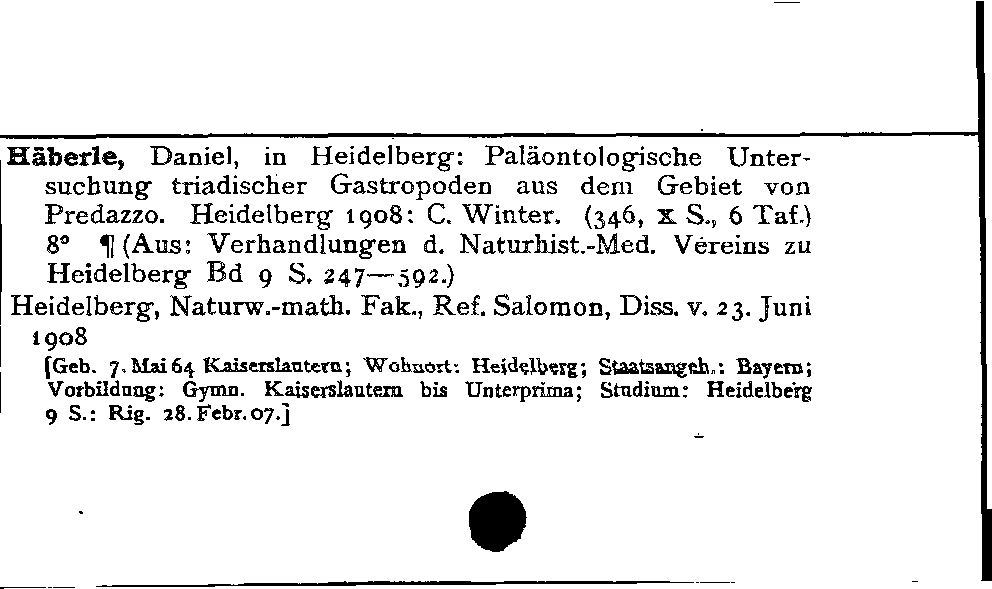 [Katalogkarte Dissertationenkatalog bis 1980]