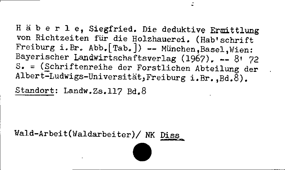 [Katalogkarte Dissertationenkatalog bis 1980]