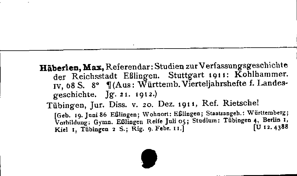 [Katalogkarte Dissertationenkatalog bis 1980]