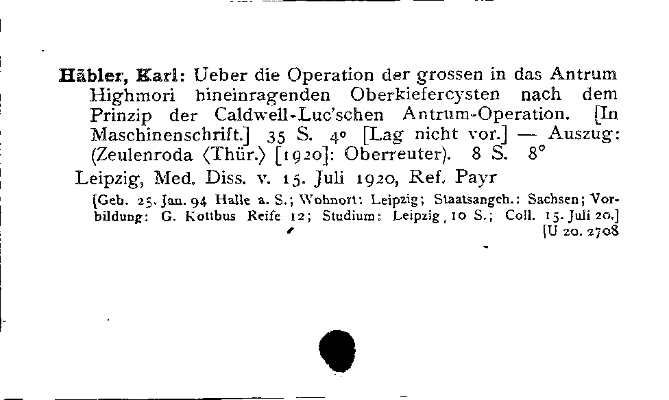 [Katalogkarte Dissertationenkatalog bis 1980]