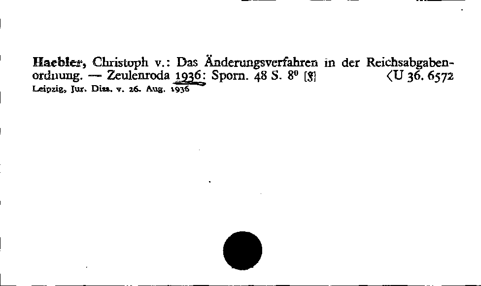 [Katalogkarte Dissertationenkatalog bis 1980]