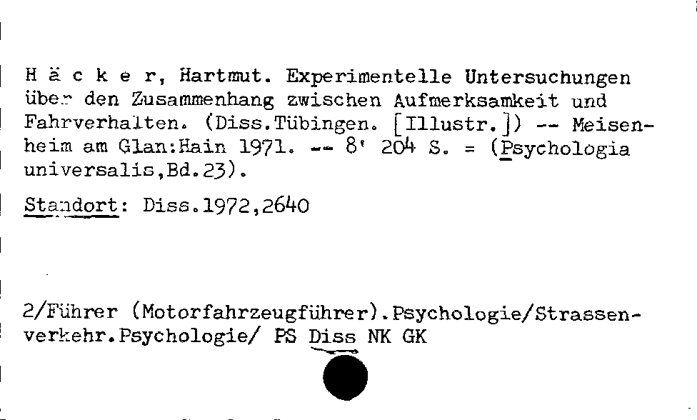 [Katalogkarte Dissertationenkatalog bis 1980]