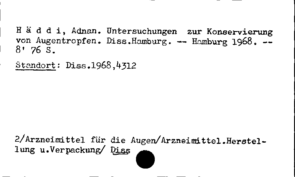 [Katalogkarte Dissertationenkatalog bis 1980]