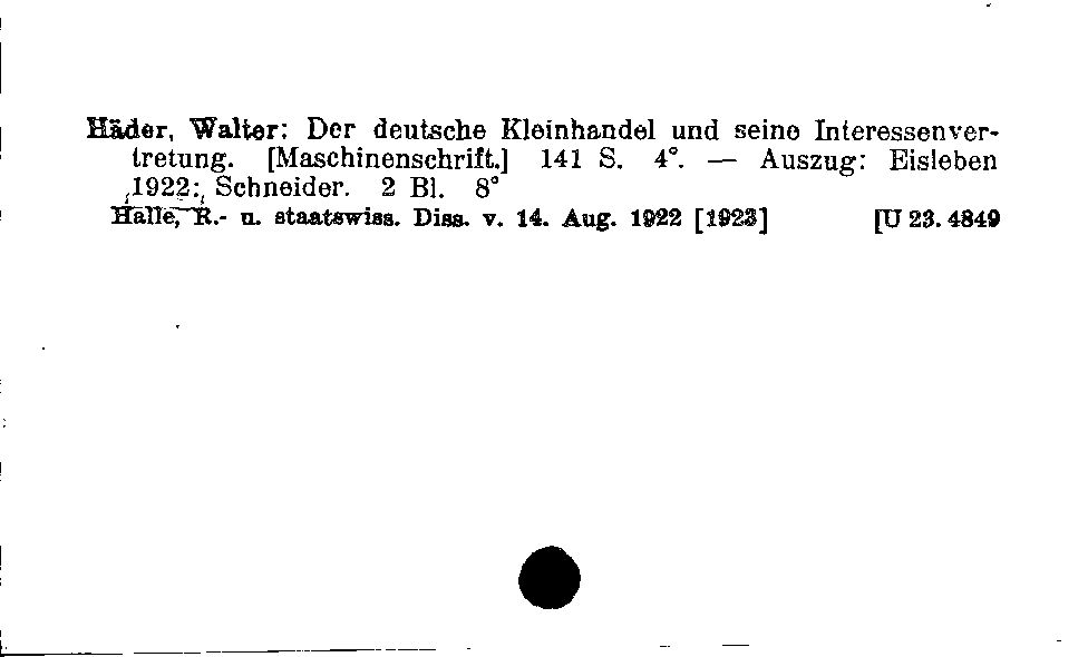 [Katalogkarte Dissertationenkatalog bis 1980]