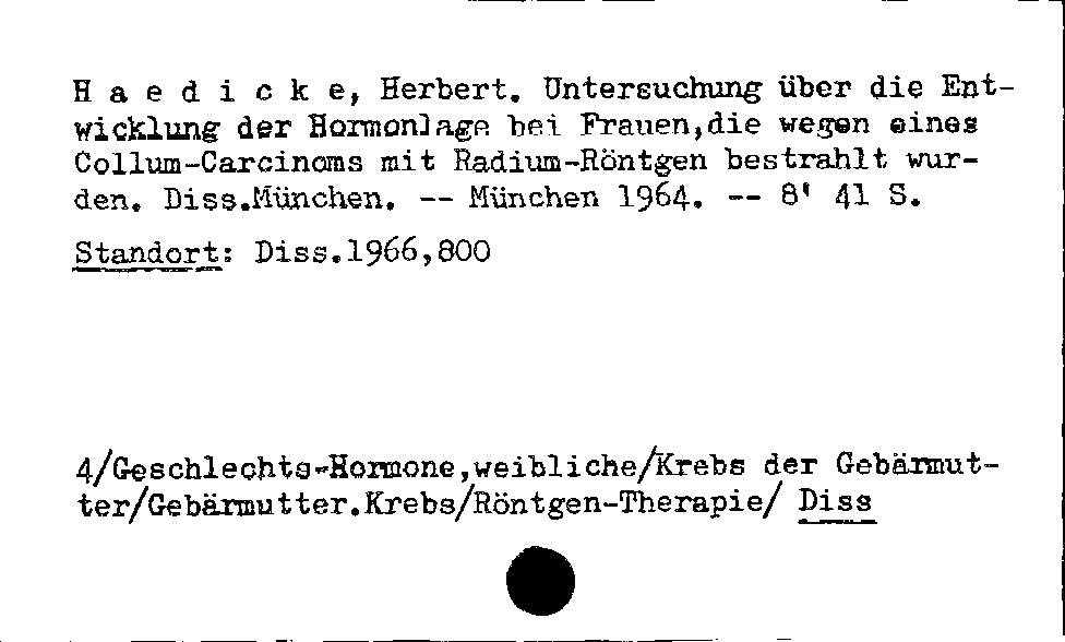 [Katalogkarte Dissertationenkatalog bis 1980]