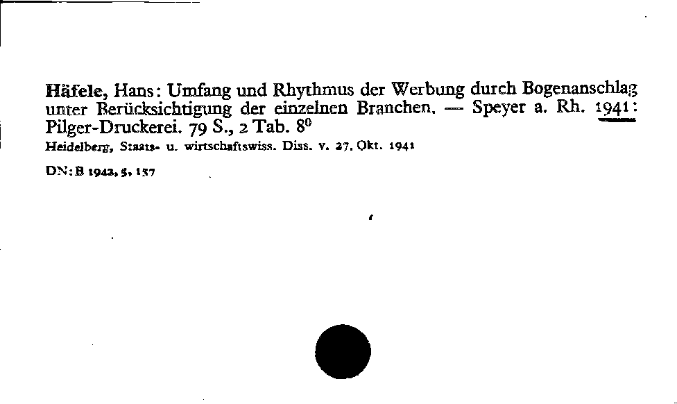 [Katalogkarte Dissertationenkatalog bis 1980]