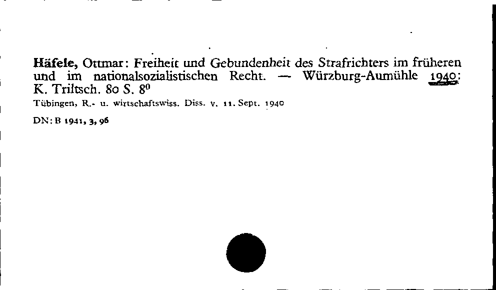 [Katalogkarte Dissertationenkatalog bis 1980]