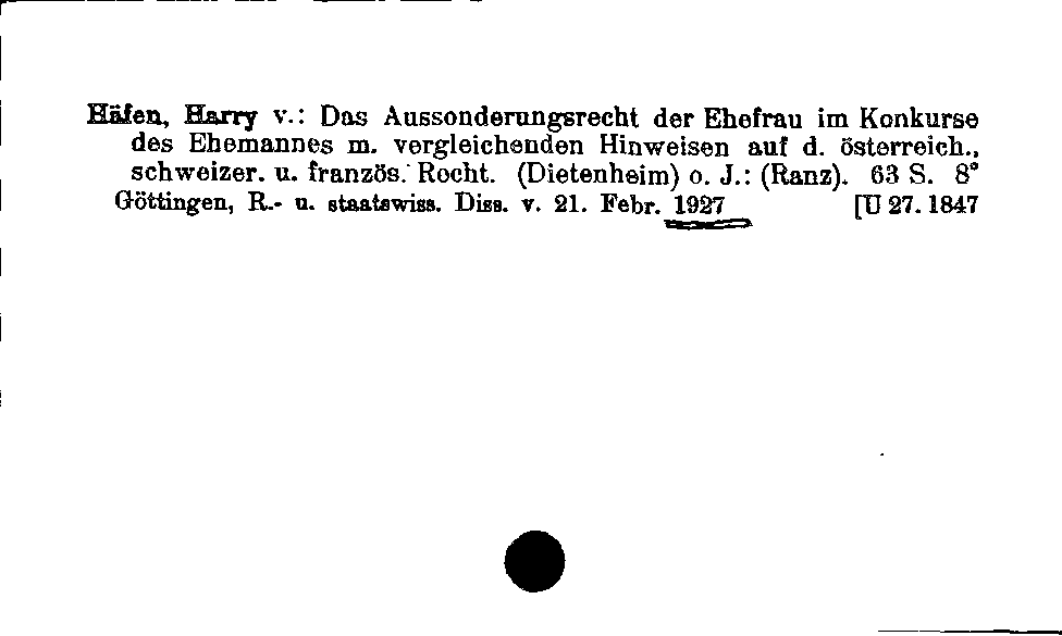 [Katalogkarte Dissertationenkatalog bis 1980]