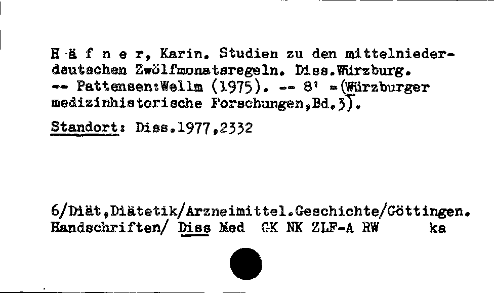 [Katalogkarte Dissertationenkatalog bis 1980]