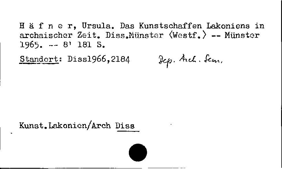 [Katalogkarte Dissertationenkatalog bis 1980]