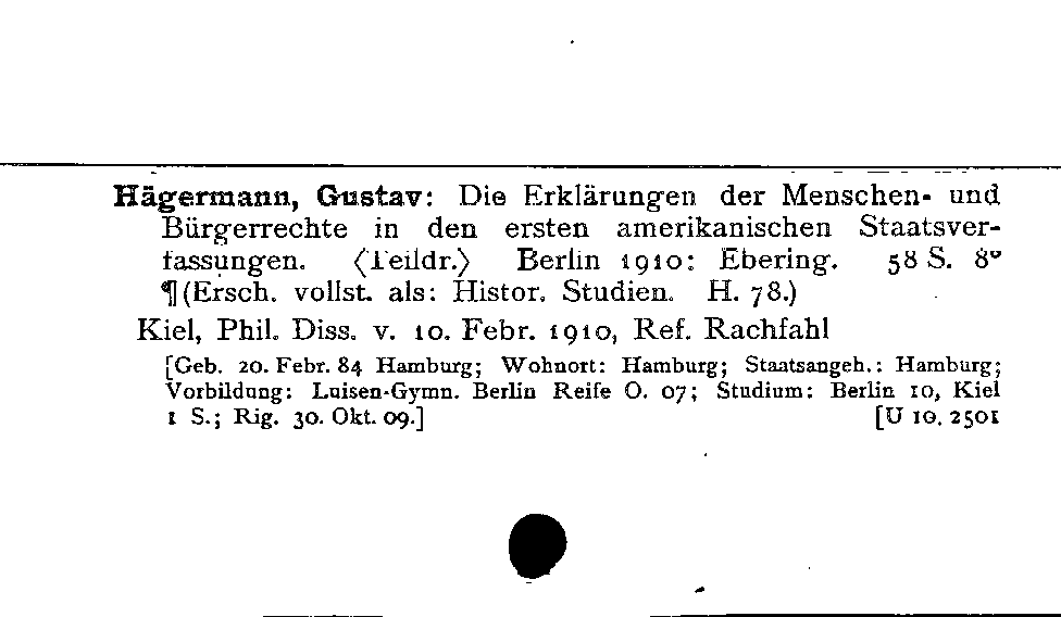 [Katalogkarte Dissertationenkatalog bis 1980]