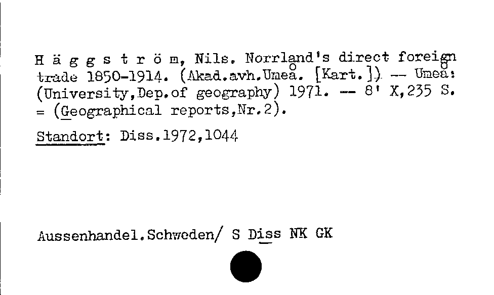 [Katalogkarte Dissertationenkatalog bis 1980]