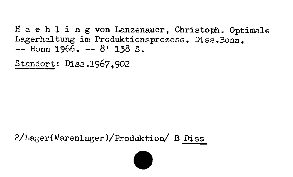 [Katalogkarte Dissertationenkatalog bis 1980]