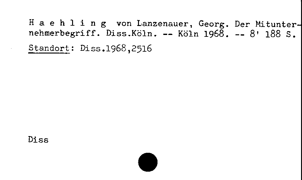 [Katalogkarte Dissertationenkatalog bis 1980]