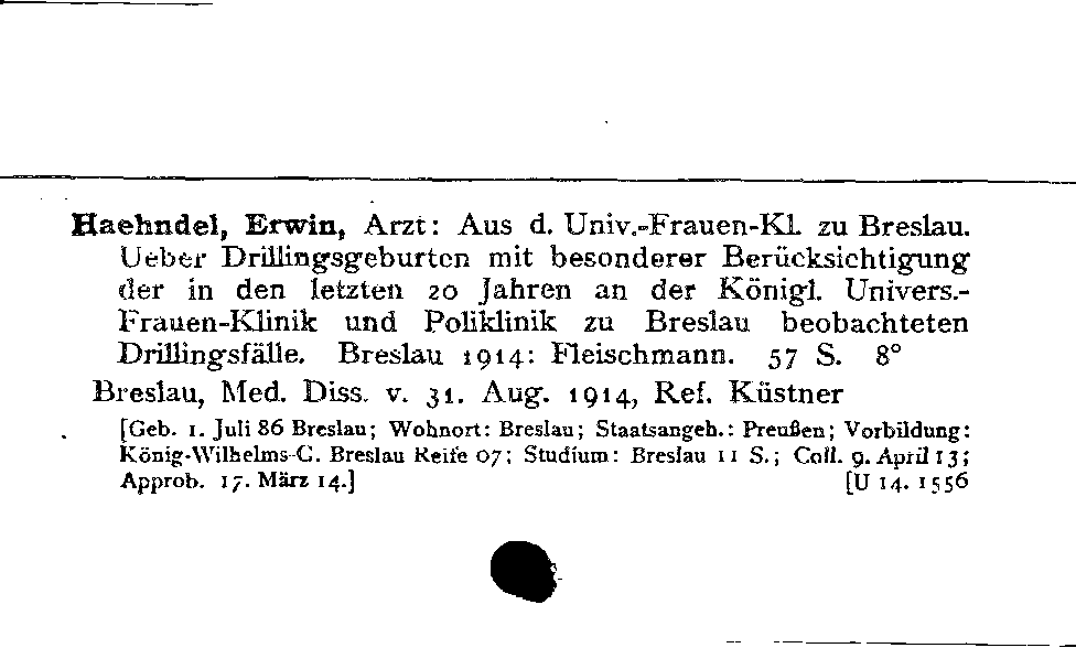 [Katalogkarte Dissertationenkatalog bis 1980]