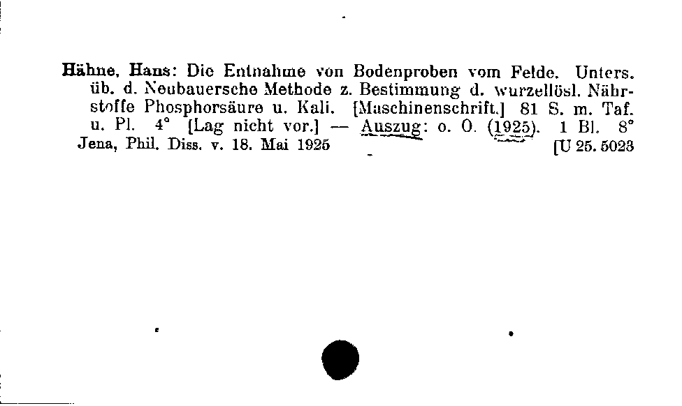 [Katalogkarte Dissertationenkatalog bis 1980]