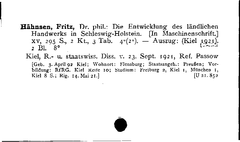 [Katalogkarte Dissertationenkatalog bis 1980]