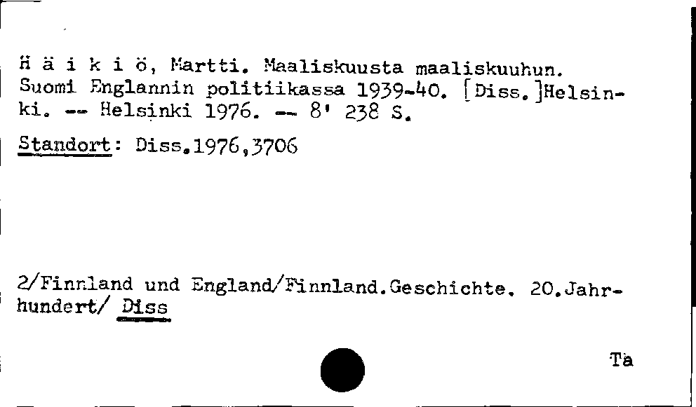 [Katalogkarte Dissertationenkatalog bis 1980]