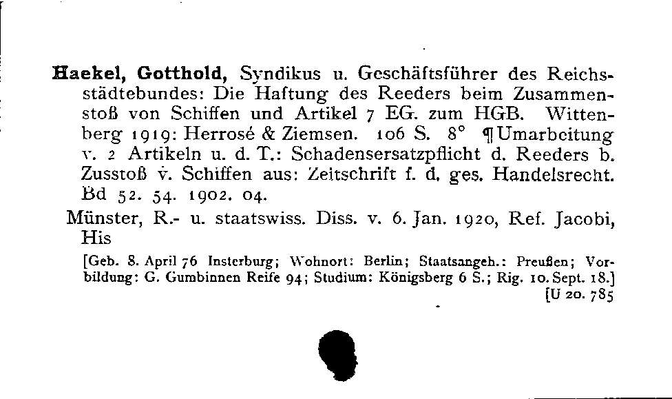 [Katalogkarte Dissertationenkatalog bis 1980]