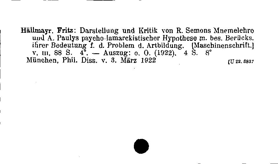 [Katalogkarte Dissertationenkatalog bis 1980]