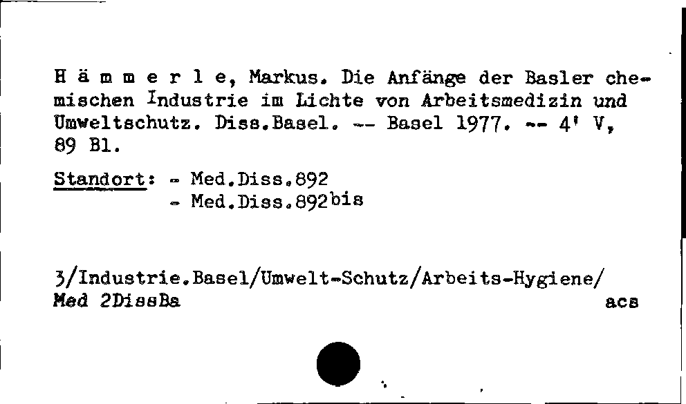 [Katalogkarte Dissertationenkatalog bis 1980]