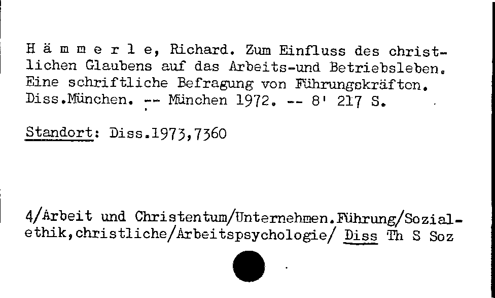 [Katalogkarte Dissertationenkatalog bis 1980]