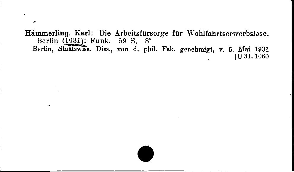 [Katalogkarte Dissertationenkatalog bis 1980]