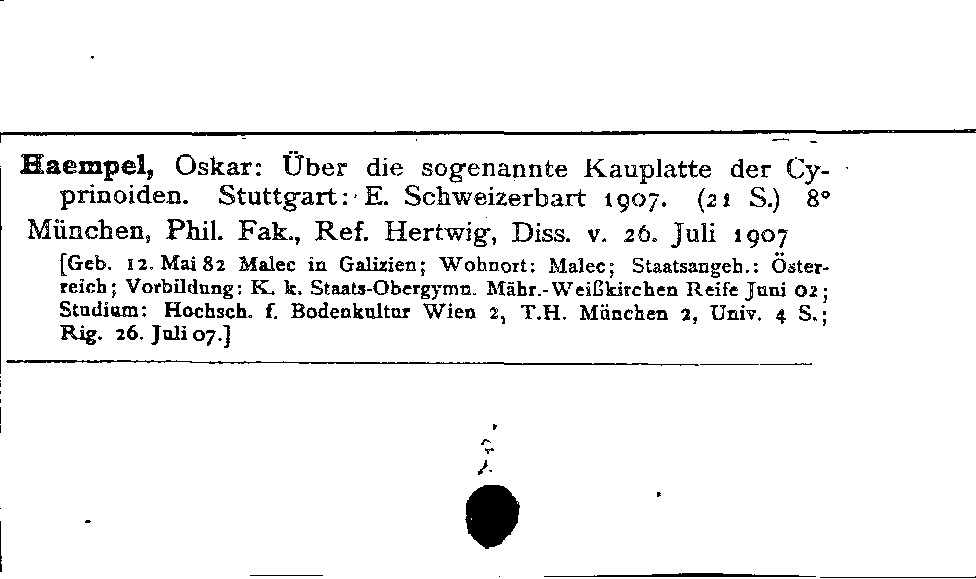 [Katalogkarte Dissertationenkatalog bis 1980]