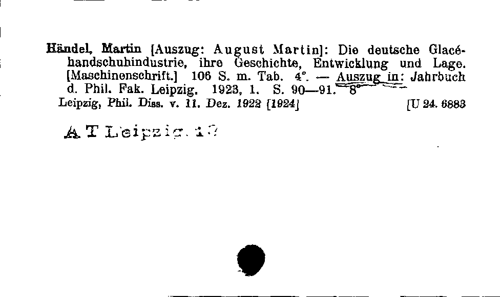 [Katalogkarte Dissertationenkatalog bis 1980]