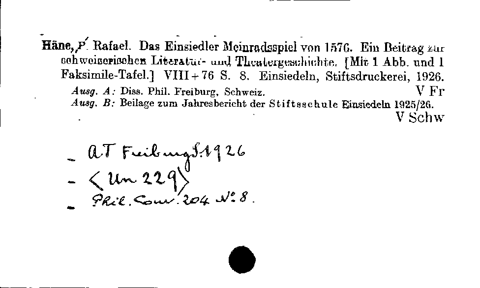 [Katalogkarte Dissertationenkatalog bis 1980]