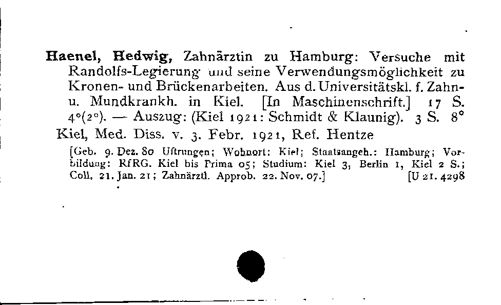 [Katalogkarte Dissertationenkatalog bis 1980]