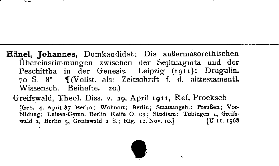 [Katalogkarte Dissertationenkatalog bis 1980]