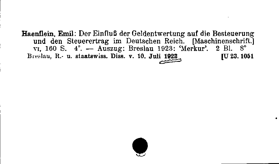 [Katalogkarte Dissertationenkatalog bis 1980]