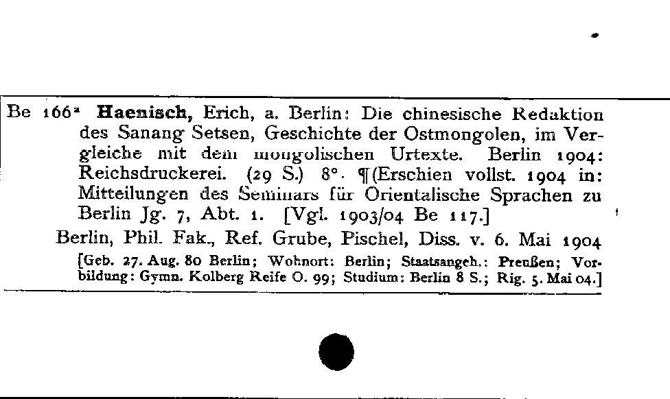 [Katalogkarte Dissertationenkatalog bis 1980]