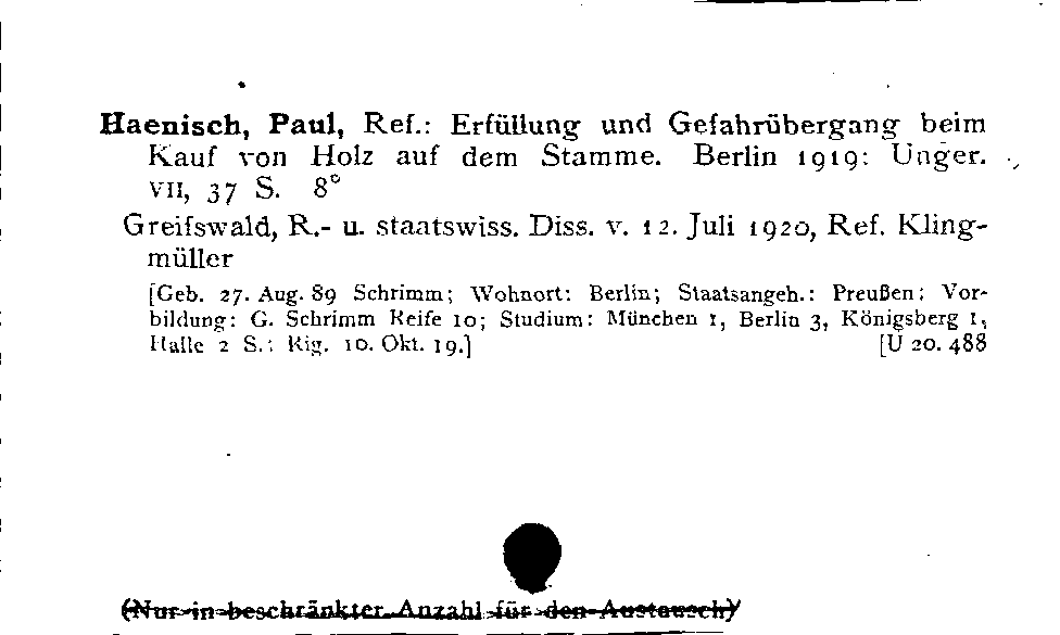 [Katalogkarte Dissertationenkatalog bis 1980]