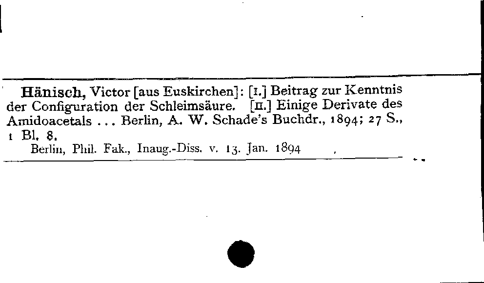 [Katalogkarte Dissertationenkatalog bis 1980]