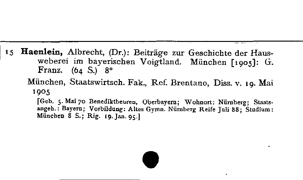 [Katalogkarte Dissertationenkatalog bis 1980]