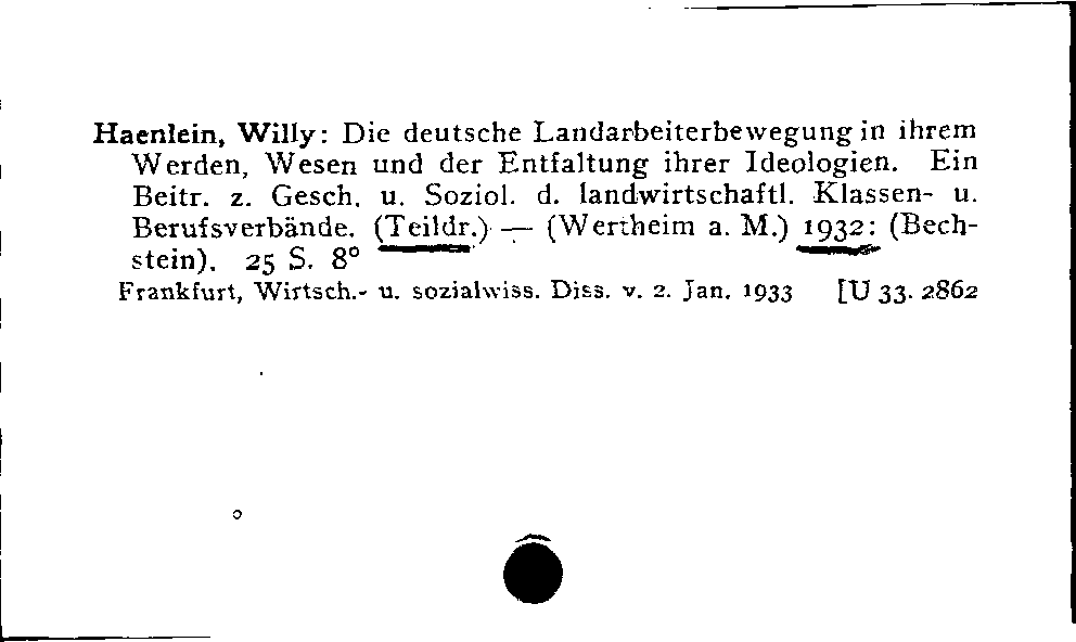 [Katalogkarte Dissertationenkatalog bis 1980]