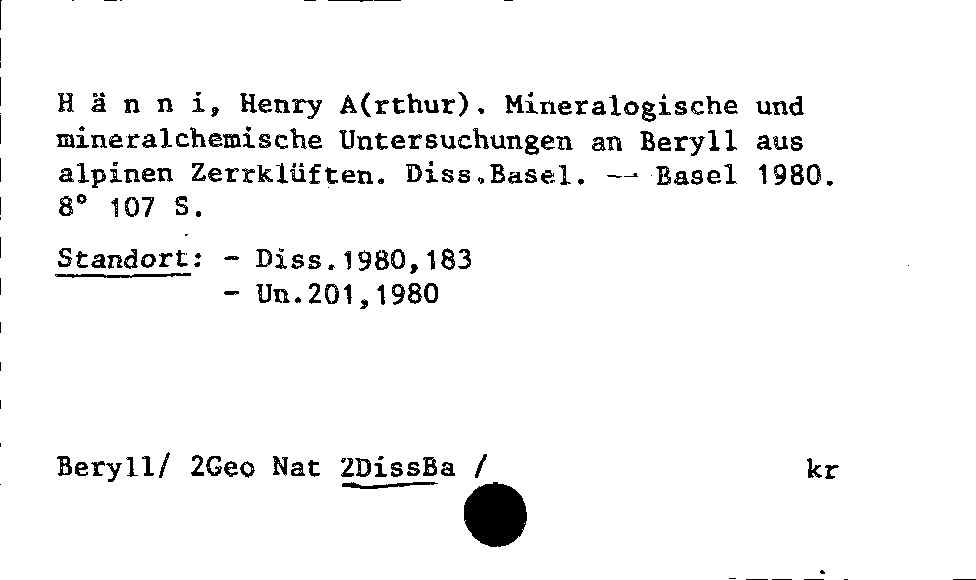 [Katalogkarte Dissertationenkatalog bis 1980]