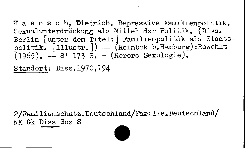 [Katalogkarte Dissertationenkatalog bis 1980]